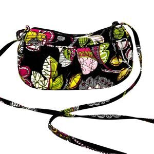 Vera Bradley purse quilted cotton shoulderbag black pink green & gray floral